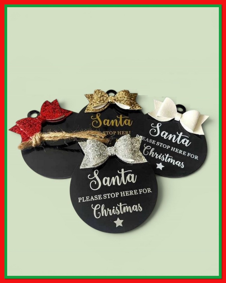 Acrylic Flat Baubles With Bow (SET of 12)