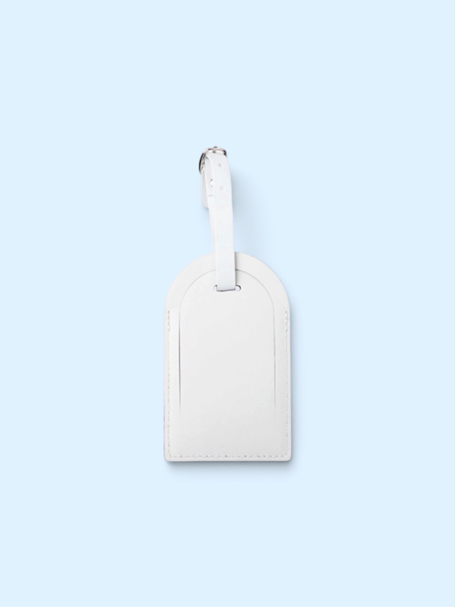 Double Sided Leather Luggage Tag White