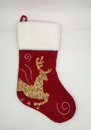 Gold Sparkle Reindeer Stocking