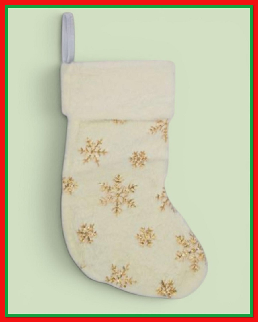 Christmas Gold Snowflake Stocking