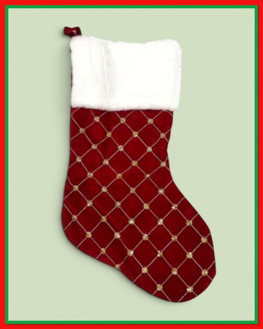 Christmas Red Criss Cross Stocking