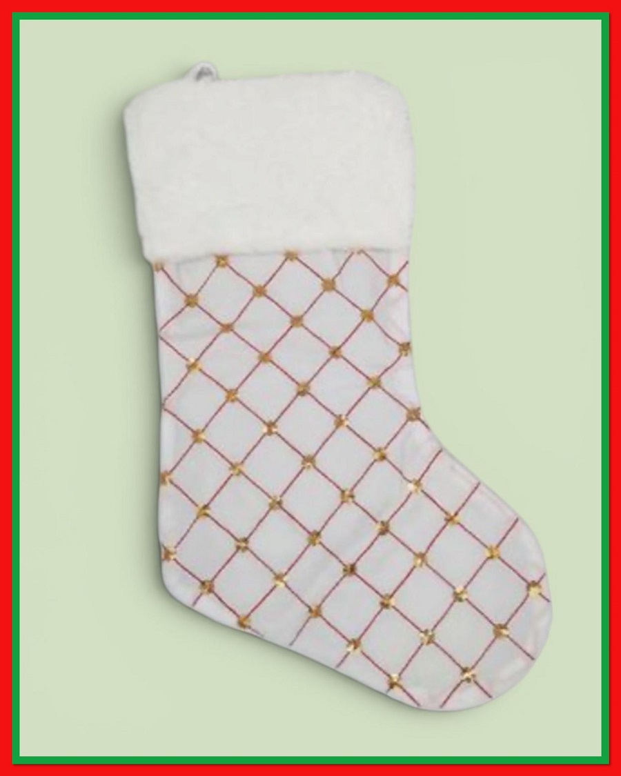 Christmas White Criss Cross Stocking