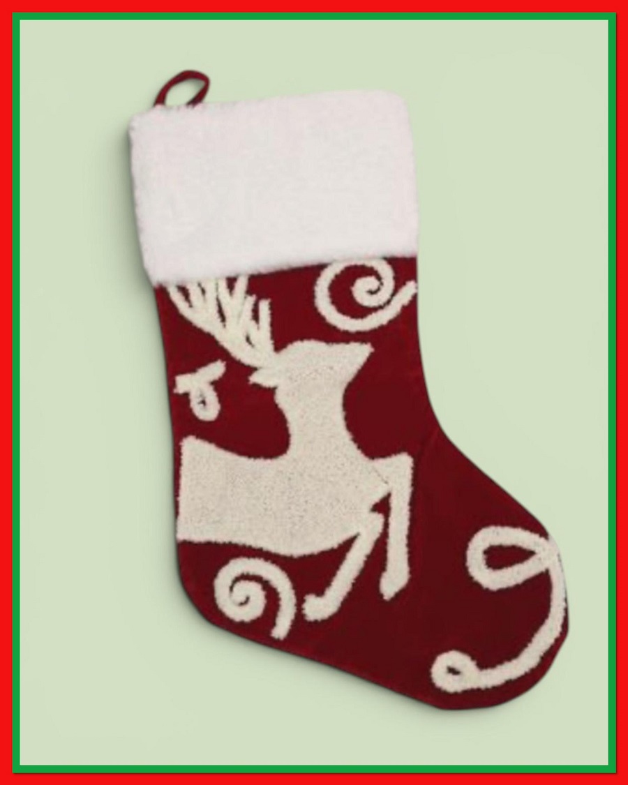 Fluffy Christmas Reindeer Stocking