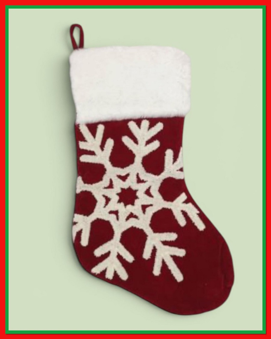 Fluffy Christmas Snowflake Stocking