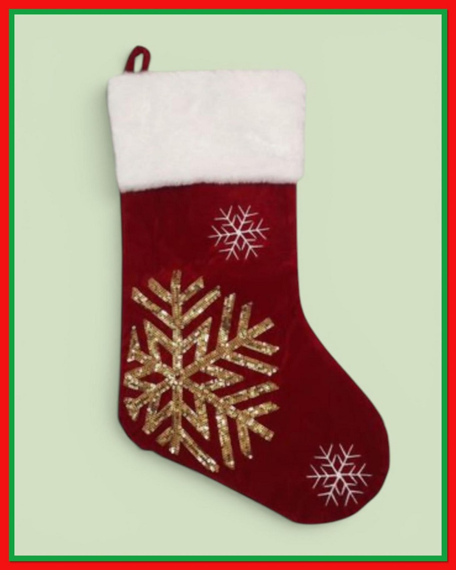 Gold Sparkle Snowflake Stocking