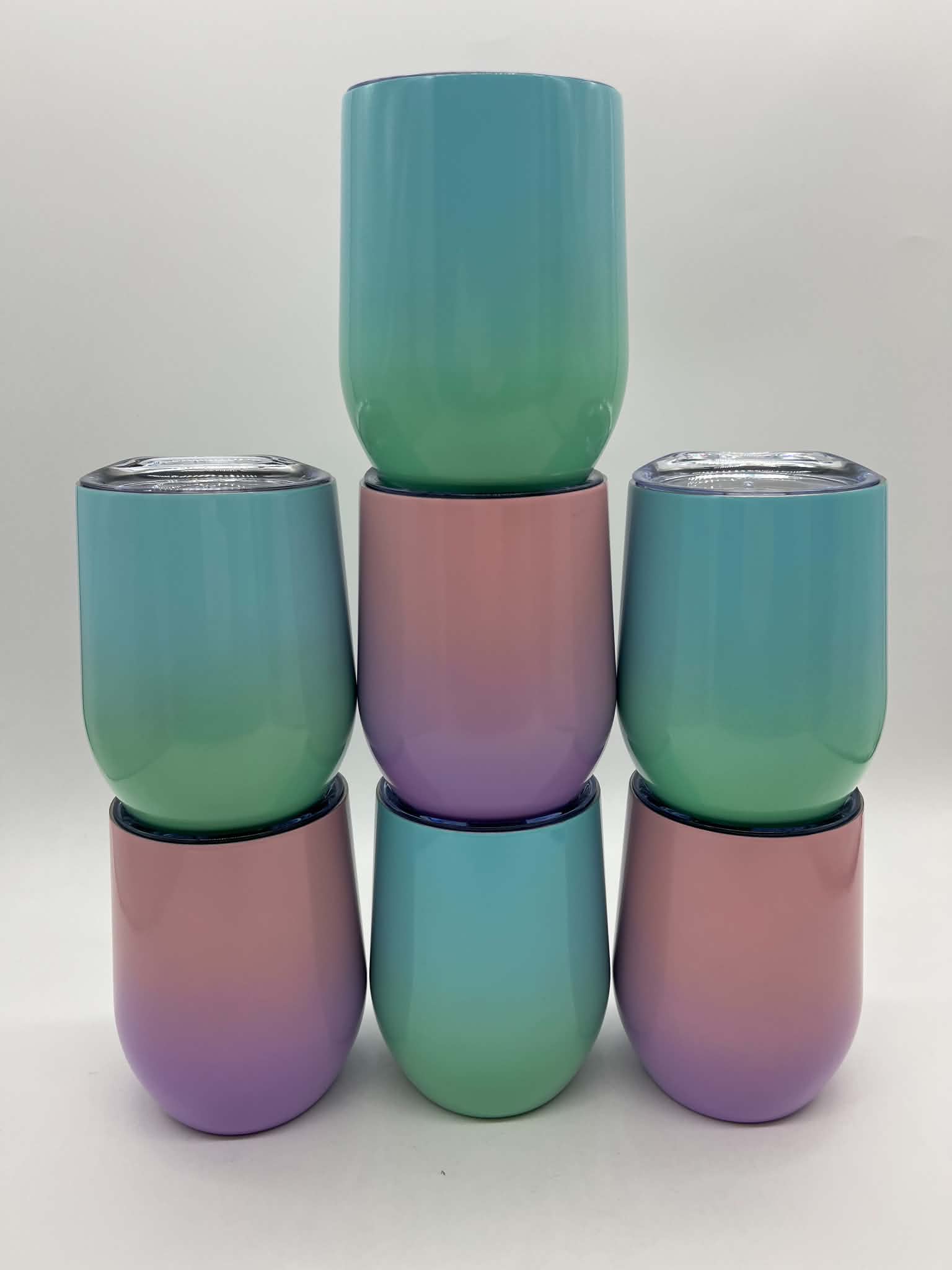 Coloured Ombre Stemless Wine Tumblers Bundle x 7