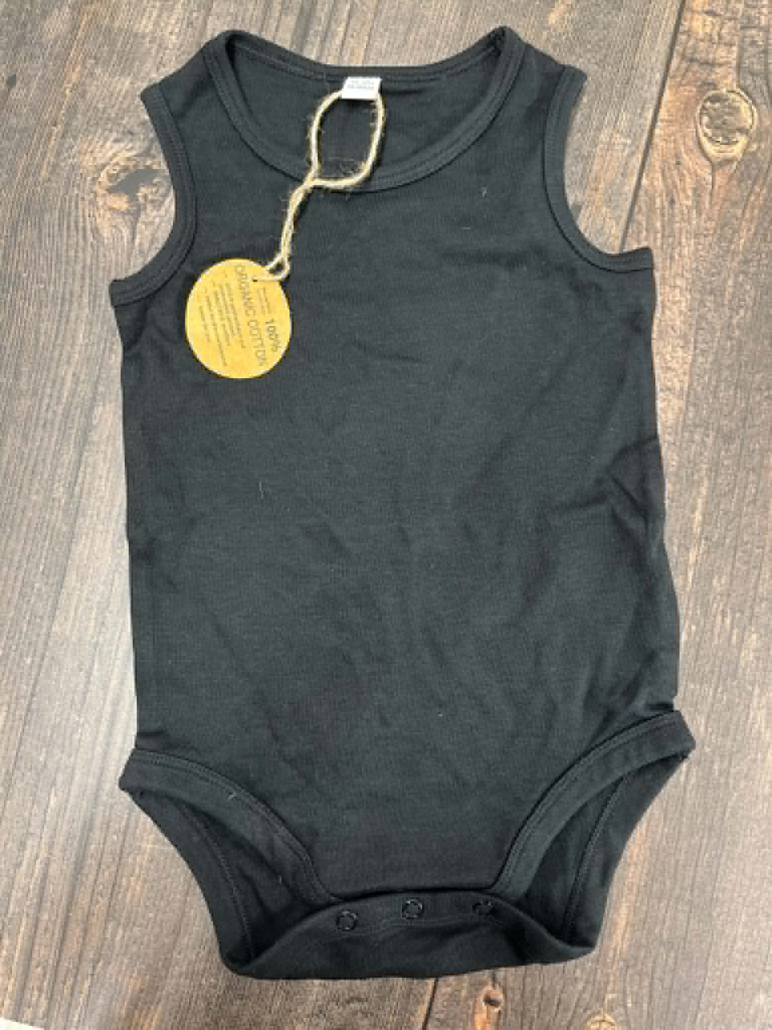 Black Organic Cotton Baby Sleeveless Vests (Pack of 5)