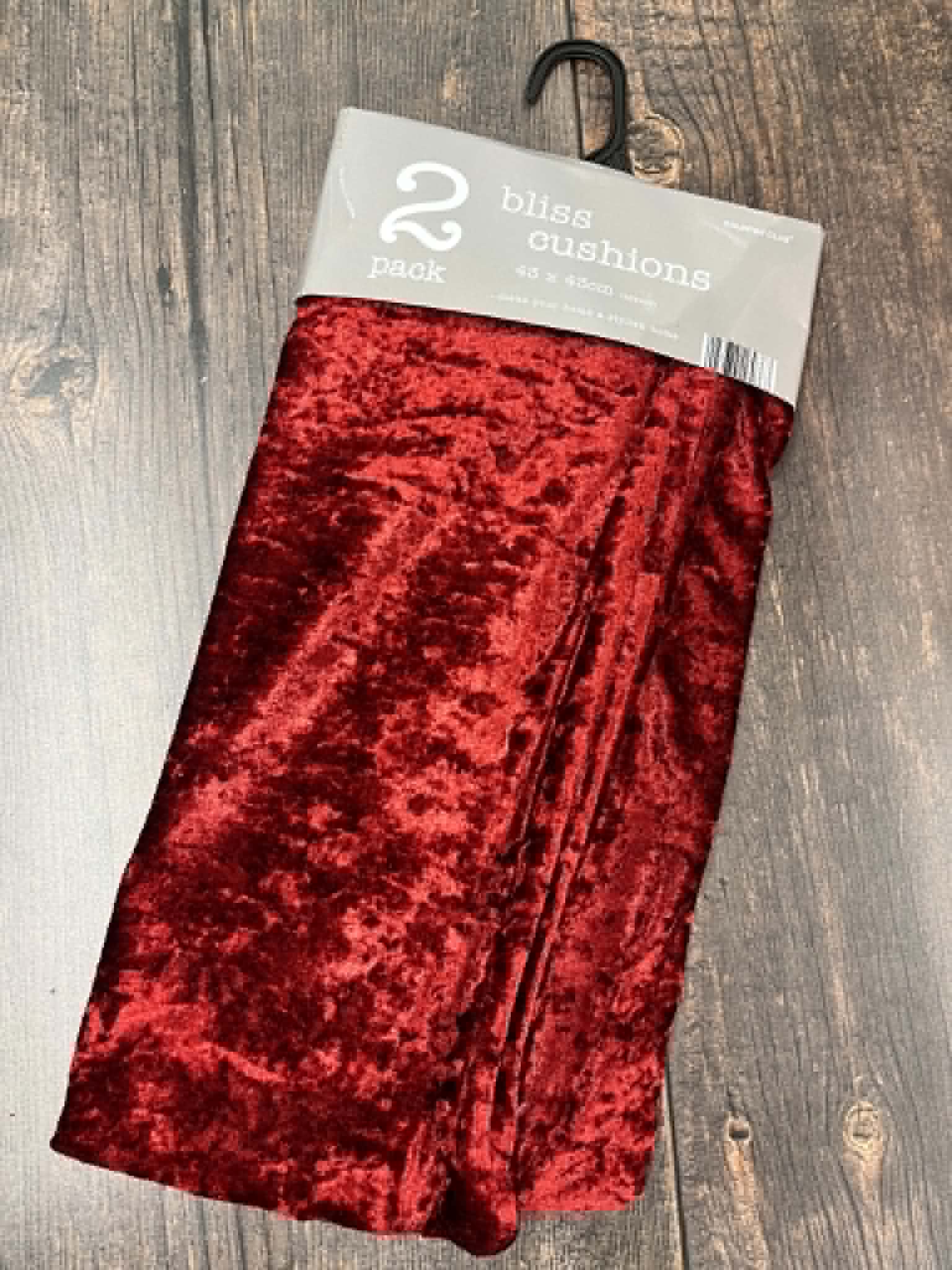 Red Velvet Effect Polyester Cushion Cover - Pack of 2